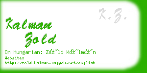 kalman zold business card